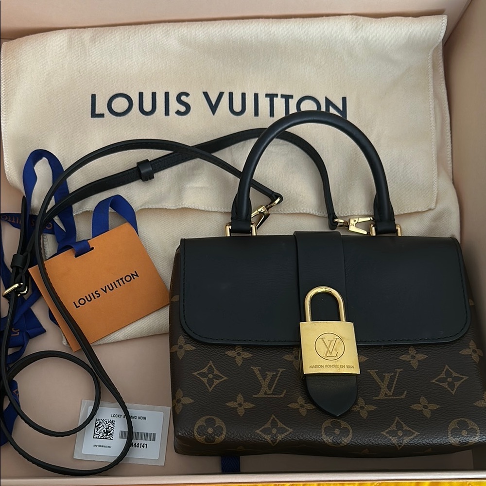 Louis Vuitton Brown and Black Satchel with Iconic Monogram- pre owned